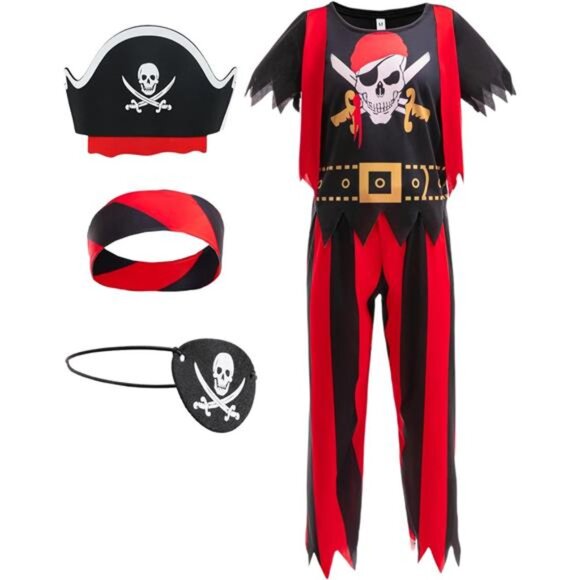 Pirate Costume Kids Pirate Role Play Dress Up Boys Halloween Costume Cosplay - Picture 1 of 6